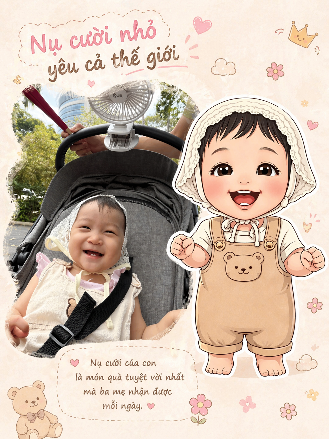 Bé Phạm Trần Khả Hân trong trang phục đáng yêu